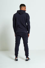 Load image into Gallery viewer, Navy Comfy Ribbed Hooded Tracksuit Set with Zipper Pockets
